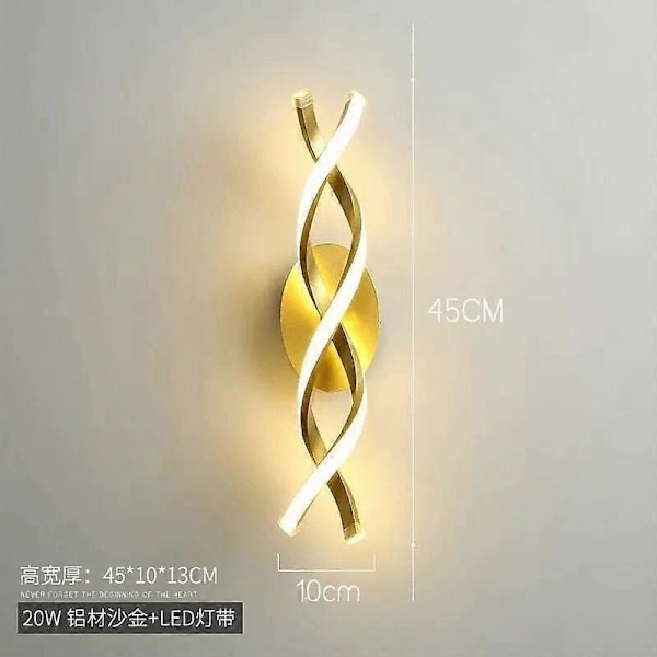 Moderne og minimalistisk soverom, vegglampe ved sengen, kreativ lampe, nordisk korridor dekorasjon, bakgrunnsvegg, kunstnerisk design, W Gold Nature White(3500-5500K)
