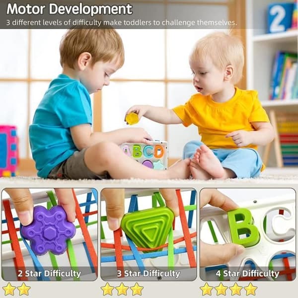 Montessori sensorisk formsorteringskube babyleke, pedagogisk gave til gutter og jenter 1-3 år