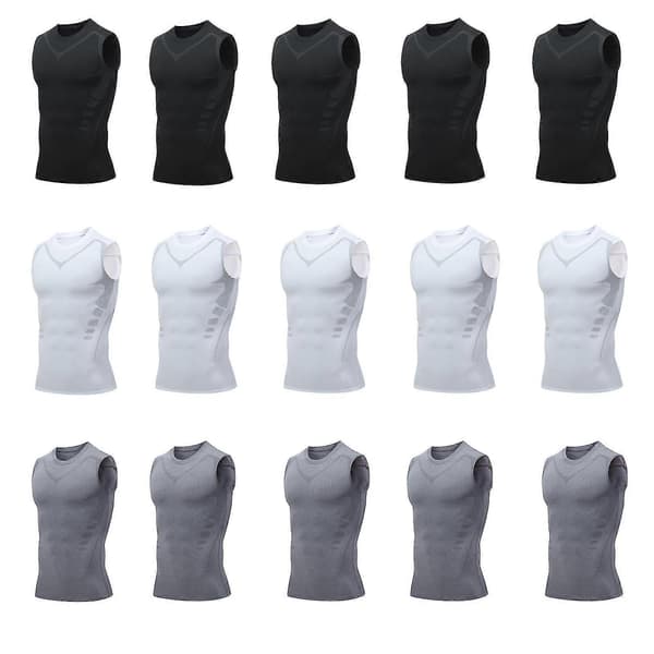Version Ionic Formende Vest, Ermeløs Formende T-skjorte for Menn White 3XL