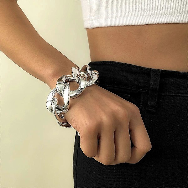 Shixin Hip Hop Overdrevet Tykke Lenkearmbånd For Kvinner Ccb Materiale Store Brede Armbånd Mote Håndkjeder Smykker S07-4