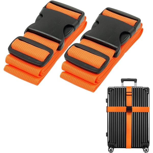 Bagageremme Kufferter Bælter Heavy duty Justerbar Rejsetaske Rem Stærke Farver Bælte med Hurtigudløser Spænde (2 Pak, Orange)