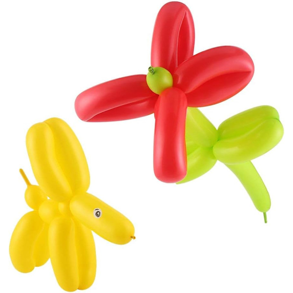 100 stk. modelleringsballoner, snoede, store, blandede farver, kunst- og håndværksæt til børnefødselsdagsfester, posefyld, flerfarvet, 25 cm