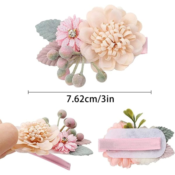 Børne hårklemmer 3 stk. Blomstersløjfe hårklemmer Baby piger Pink Chiffon hårbånd Blomsterpige hårtilbehør Prinsesse hårtilbehør til nyfødte piger