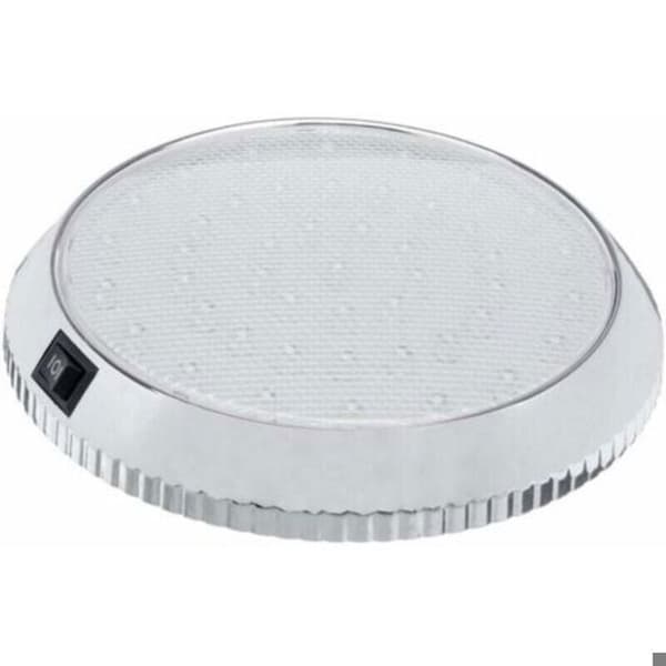 12V LED interiørlys for bobiler, campingvogner og båter; inkluderer bryter; kromfinish; kjølig hvitt lys