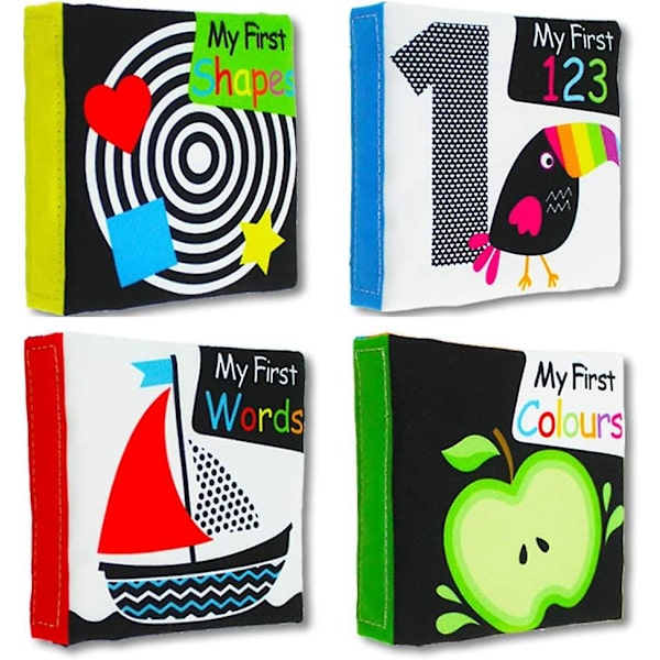 Sensory Black And White Books Newborn 4 High Contrast Books Baby Toy For 0-3 6 12 Months