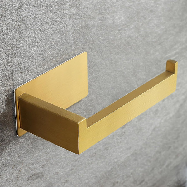 Selvklebende toalettpapirholder - Gull toalettpapirholder Stick on Wall Roll Holder, Rustfritt stål papirholder for bad