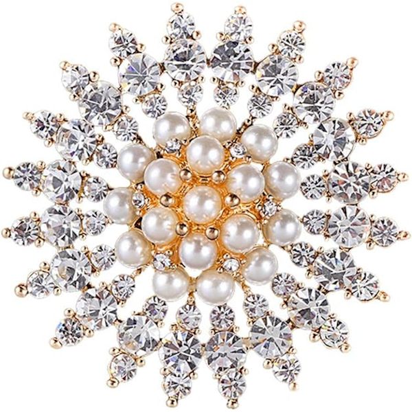 Brosche Pin Faux Perle Broscher Simuleret Krystal Brosche Pins Blomster Brosche