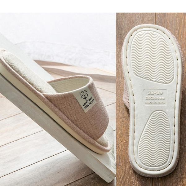 Pellava Tossut Pellava Talo Tossut Unisex Avarat Varvassandaalit Liukumattomat Kesäsandaalit Sisä- Ja Ulkokäyttöön-Ruskea