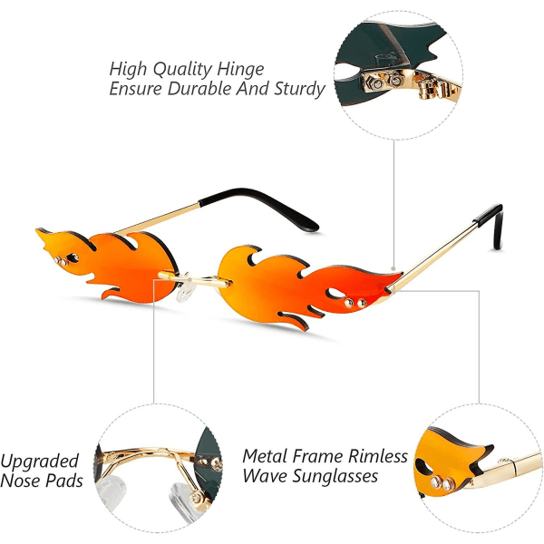 Dhrs 4 par Fire Flame solbriller Innfatningsløse brannformede briller
