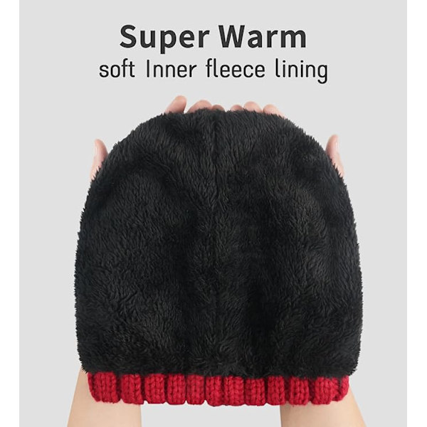 Beanie-luer for kvinner, vinterluer for damer, termiske varme vinterluer for kvinner utendørs sport med avtakbar pompom