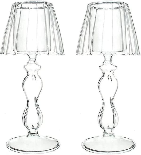 2 stk. lysformede glasslysestaker, krystalllysestake midtpunkt, festbryllup