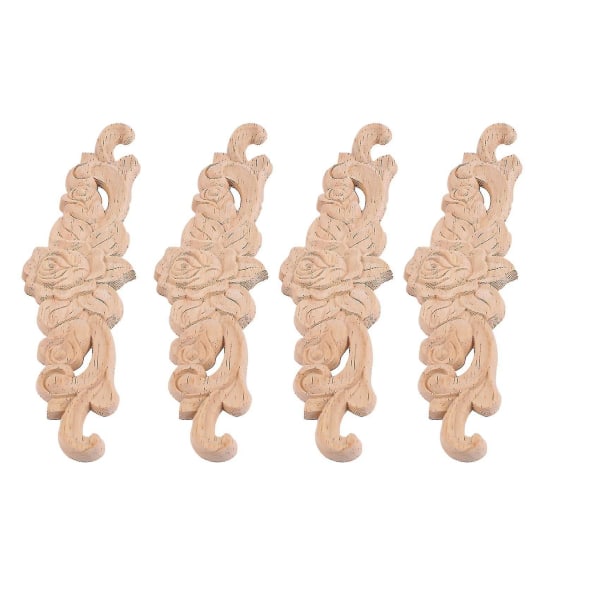 4pcs 20 X 5cm Rubber Wood Carved Long Onlay Applique