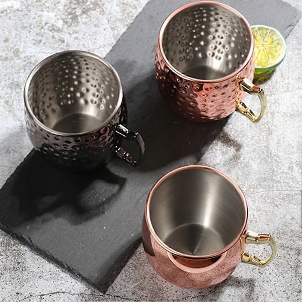 Moscow Mule Kopp Rustfritt Stål Vinkopp Cocktail Drikkekopp 530ml Black Dot