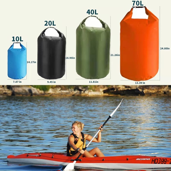 70LVandtæt tørtaske, lette kanoposer Opbevaringsposer,Tørsække Vandtætte tasker til kajaksejlads Rafting Bådsejlads Vandring Camping Rejse Svømning