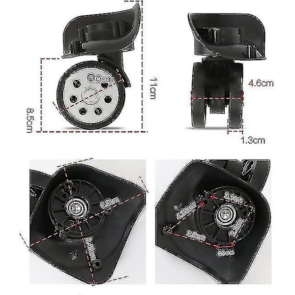 4 st resväskor hjul, ersättning spinner hjul för Universal resväska, svängbara resväska hjul ersättning tillbehör, för vanliga resväskor, trolley S