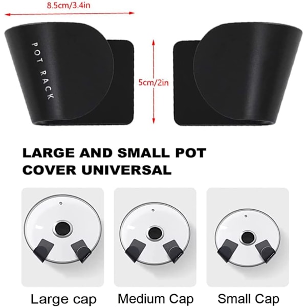 3 Par Panlågsholder Organiser Stærk Selvklæbende Potlågsstativ Holder Stativ Væghængt Saucepan Dæk Opbevaring Bageudstyr Organizer