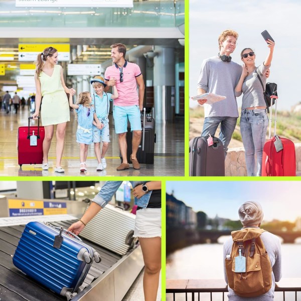 Bagagelappar 2-pack, resesäkra bagageetiketter, PU-marmorbagageetiketter, resväska ID- set, personligt visitkort (rosa+blått)