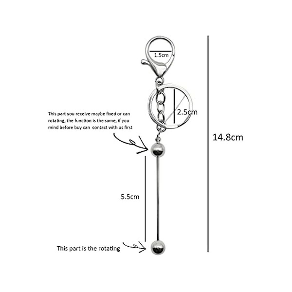 5 stk. Beadable nøglering bar blank nøglering hummerklo spænde nøglering til DIY smykker håndværk rygsæk dekoration