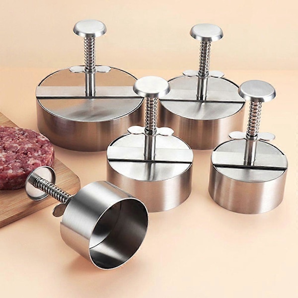 Burgerpress Rostfritt Stål Patty Maker Hamburgerpress för Perfekta Biffar Lättanvänd Burger Biffmaskin för Hemmagjorda Hamburgare M