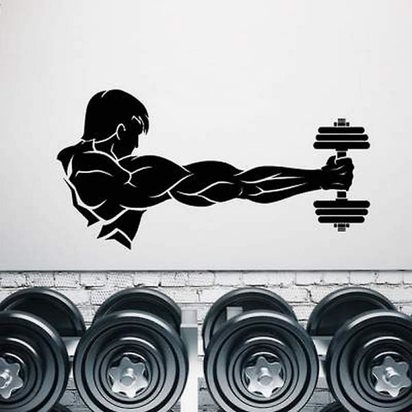 Sportsman Hold Dumbbell Dekoration Gym Vægklistermærke Vægklistermærke Gym Vægkunst Klæbende Dekoration