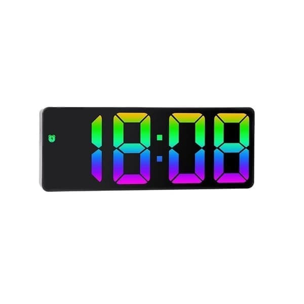 LED Digital Väggklocka - Extra stor display med tid, datum & temperatur | Säng-/väggklocka med alarmfunktion
