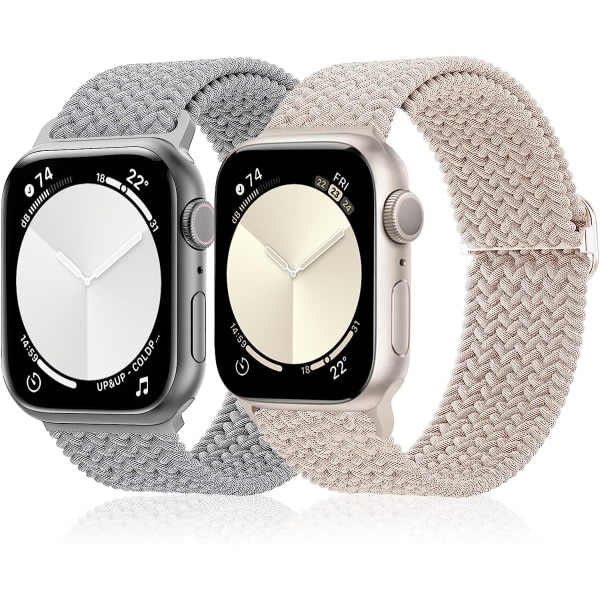 Sportsreim kompatibel med Apple Watch-reim 42mm 44mm 45mm 49mm, erstatning, for Apple Watch iWatch Series 8 7 6 5 4 3 2 1 SE, 2-pakning.