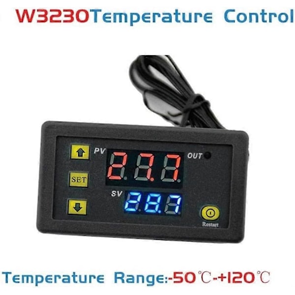 24V 20A W3230 LCD Digital Termostatstyring Regulator Høytemperaturalarm