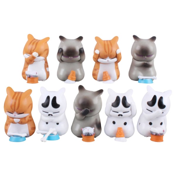 9 stk. dejlige slidte killinger i blind box kattefigur dukkeornament