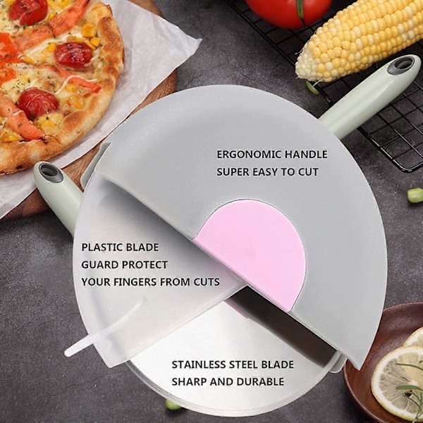 Pizzahjul - Pizzakutter med beskyttende bladbeskyttelse - Super skarp pizzakutter i rustfritt stål