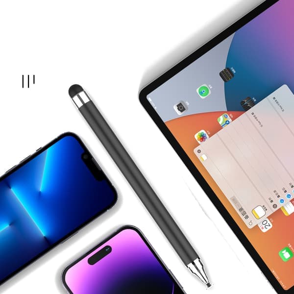 2-i-1 Stylus Pen til Touchskærme (Dobbelt Gummispids) Sort Sort Black