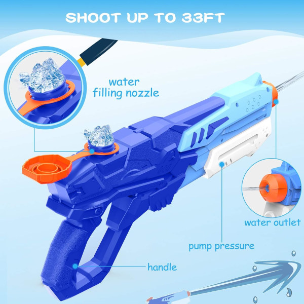 1 Vattenpistoler för barn Kraftfulla vattenpistoler med 600 ml stor kapacitet och 10 m lång räckvidd för barn Simbassäng Strand Utomhusleksaker