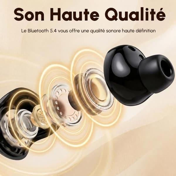Diskrete in-ear hovedtelefoner til sidesovere – Mini 2-i-1 trådløse Bluetooth sove-øretelefoner – Sort