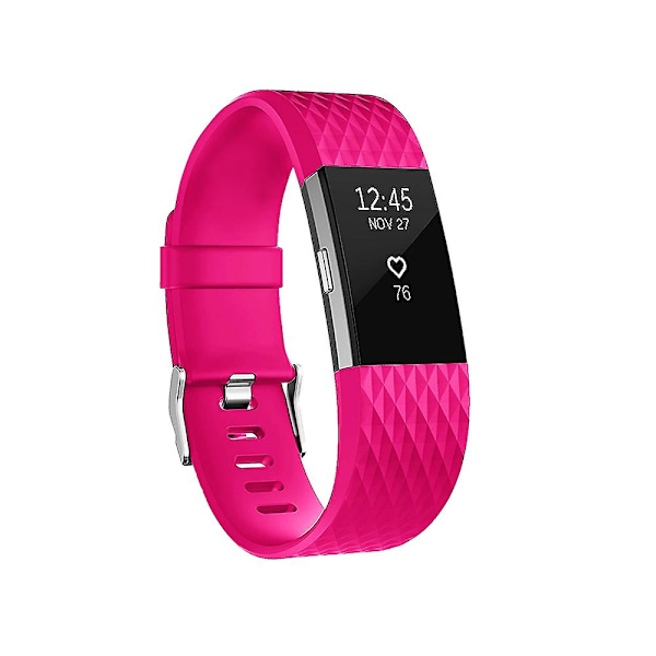 Diamantmönstrat armband för Fitbit Charge 2, 10,5x8,5 cm Rose Red