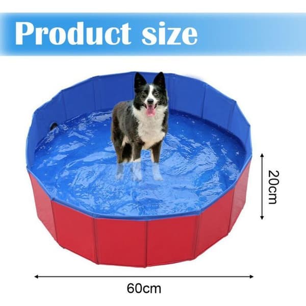 Sammenklappelig hundepool – Bærbar pool til børn, badekar, udendørs pool til små og store hunde, rød