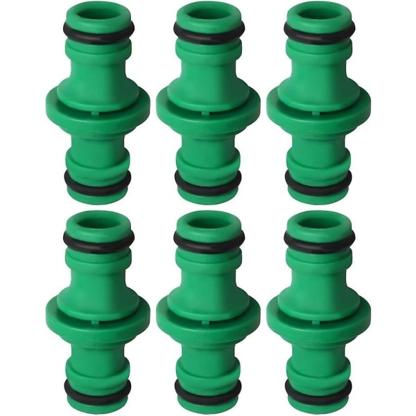 6 deler dobbel slangekobling, dobbel hannslangekobling Plastslangekoblinger for sammenføyning av hageslangerør (grønn)
