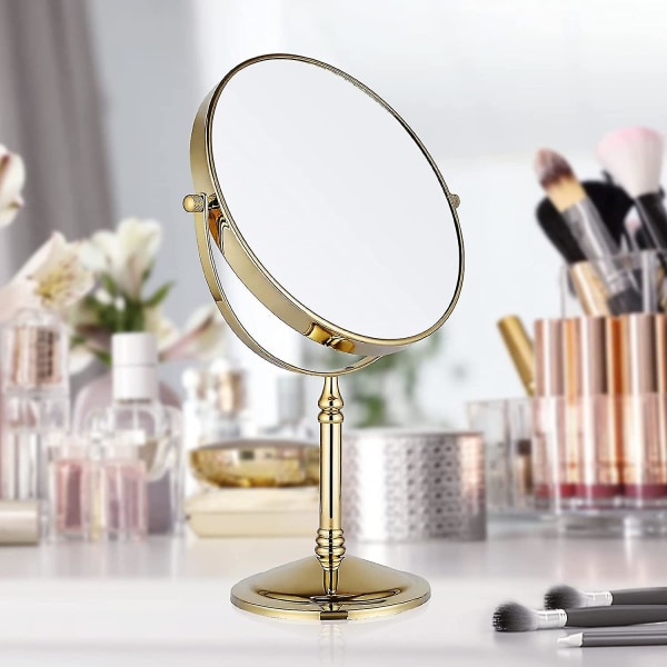 Fritstående bordplade makeup spejl 8 tommer dobbeltsidet 1x 3 x forstørrelse 360 ​​grader drejelig Kosmetisk forfængelighed forstørrelsesspejl til bord Skrivebordsfinish