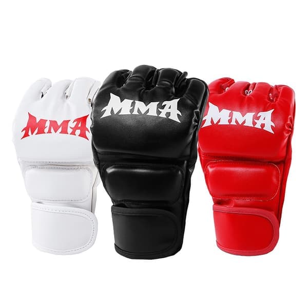 Halvfingerboxhandskar - MMA Sparring & Sandsäcksträning Vit Vit White