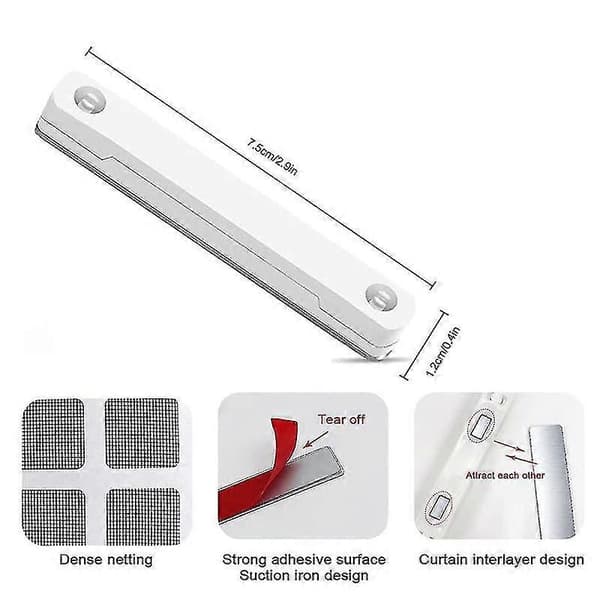 Fönsternät med magneter: 12 stycken, insektskydd, vit färg, fig-clips
