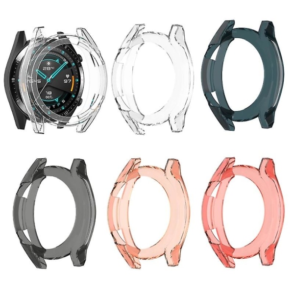 42/46 mm TPU Smart Watch Bumper Case Beskyttende deksel for Huawei Watch GT 2 Transparent Pink 42mm