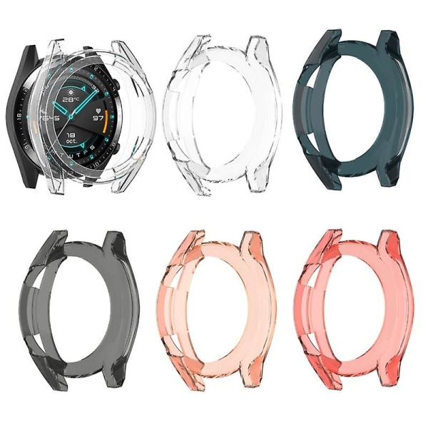 42/46mm TPU Smart Watch Bumper Case Skyddande Skal för Huawei Watch GT 2 Transparent Black 46mm