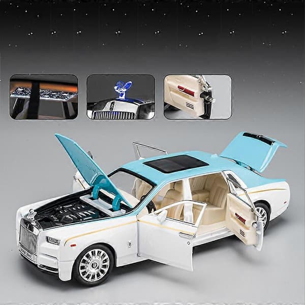 1:24 Rolls Royce Phantom Mansory Legeringsbil Støbte & Legetøjskøretøjer Bilmodel Lyd og lys Træk tilbage Billegetøj Til Børn Gaver Legetøjsbiler Blue