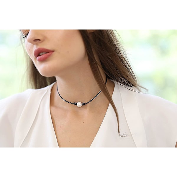 Enkel liten nätt pärlhalsband - Liten juni månadssten pärlstav choker för kvinnor, kraftig