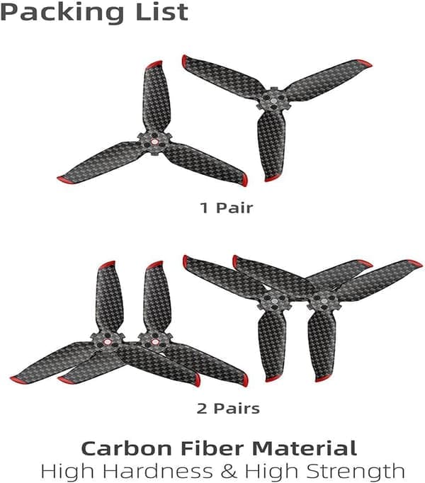 Par kulfiberpropelblade til DJI FPV - Højhastighedspropeller til droner - Støjsvage propeller - 4-bladet propel - Dronepropel