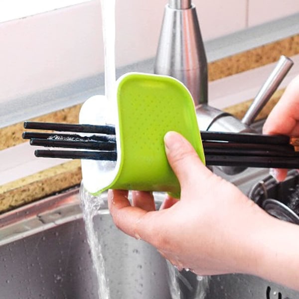 Bladbørste og bestikkrensebørste Bustskrubb Kjøkkenvask Sklisikker multifunksjonell rengjøringsbørste (grønn)