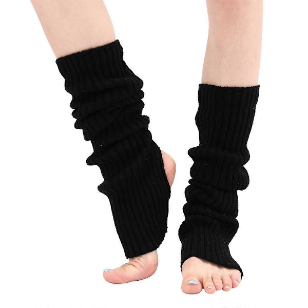 Ballett Leggvarmere Ribbestrikkede Leggvarmere for Kvinner Jenter Black
