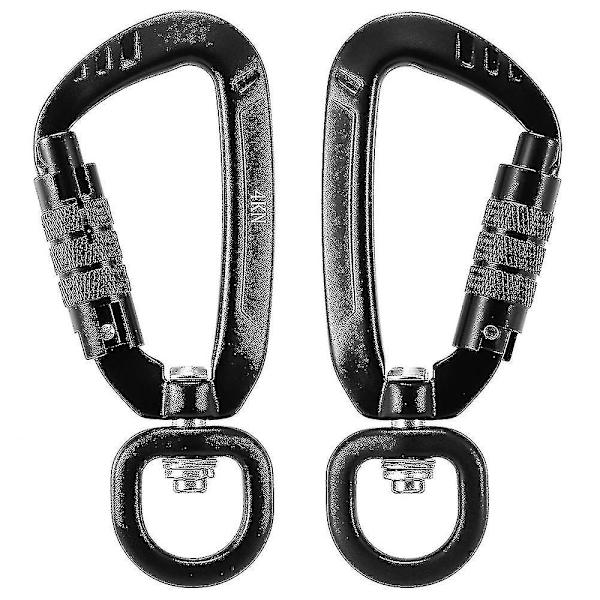 2 stk. Swivel Karabinkrok, 360 roterende spinner karabinkrok liten autolåsende karabinkrok 4kn(svart C-ring) - Snngv