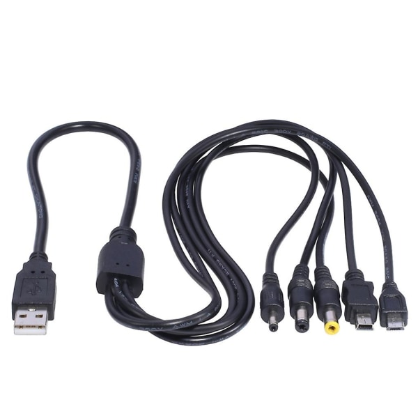 5-i-1 ladekabel USB til Mini USB MicroUSB 3,5 mm 5,5 mm hodetelefonrenser