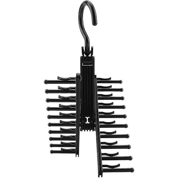 20 Slips Hanger Holder, Justerbar Slips Stativ Bælte Skærv Hook Hanger Holder Organizer Med Anti-Slip Clips Til Slips, Bælte, Skærv Sort 1stk