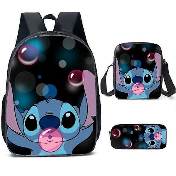 Lilo Stitch Stitch Rygsæk Skoletaske Tredelt Sæt Farve C