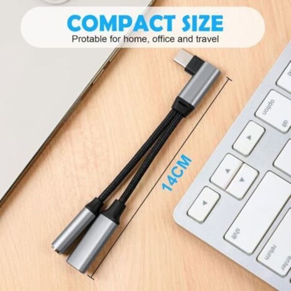 USB-C lyd- og ladeadapter - LUSKYKA® - 2-i-1 USB-C til 3,5 mm jack-adapter